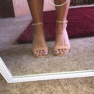 Beige, lightly used straps heels